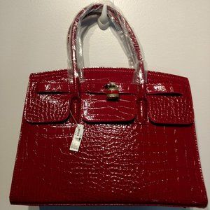 Red patent leather bag